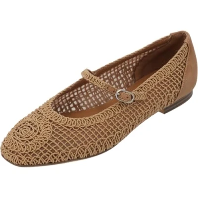 Afbeelding van Tamaris Ballerina&#039;s met enkelbandjes, Dames, Maat: 39, Tan Textiel