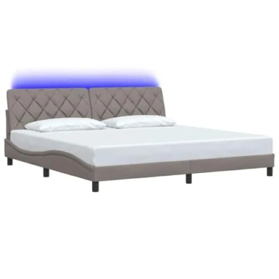 Afbeelding van vidaXL Bedframe met LED zonder matras 200x200 cm stof taupe