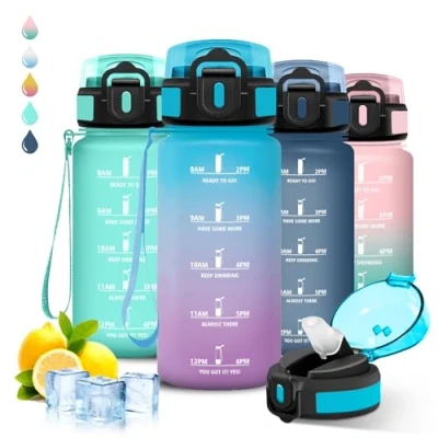 Afbeelding van gourde pour enfants, 500 ml, avec paille, slogan motivant, anti fuite, peut être transportée vous, heure, bouteille d&#039;eau l&#039;école, le bureau