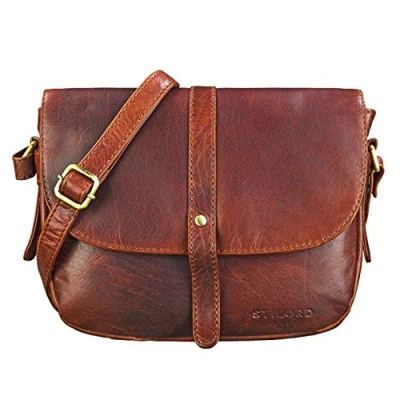 Afbeelding van STILORD &#039;Kira&#039; Lederen Handtas Dames Schoudertas Vintage Kleine Schouder Tas Uitgaan Avonden Winkelen, Siena Bruin