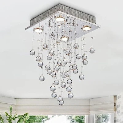 Afbeelding van Inbouw LED Plafondlamp Hanglamp voor eetkamer Badkamer Slaapkamer Woonkamer 4 GU10 lampen Vereist Breedte 35 cm Hoogte 50