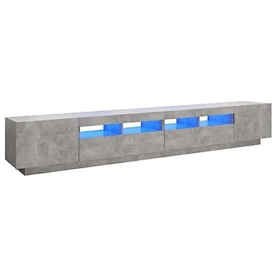 Image de vidaXL Meuble TV avec lumières LED Gris béton 260x35x40 cm3081919