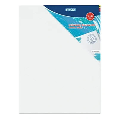 Afbeelding van Stylex 28633 spieraam 18 x 24 cm met 100% katoenen canvas, gegrond, geniet aan de achterkant, voor olieverf, acryl en tempera, gouache