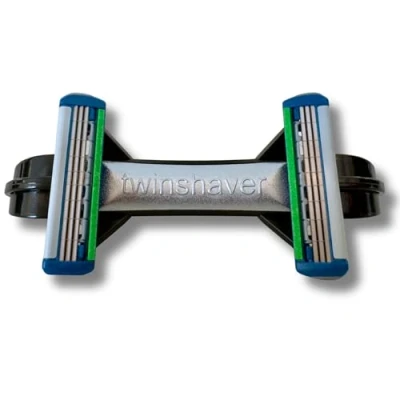 Image de twinshaver Rasoir chauve 0 mm + 4 lames de Protection contre les coupures et 80 % gain temps pour le corps la tête humide homme femme (noir)