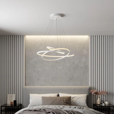 Afbeelding van Lucande Hanglampen met dimmer 1licht metaal, kunststof wit Inclusief lichtbron