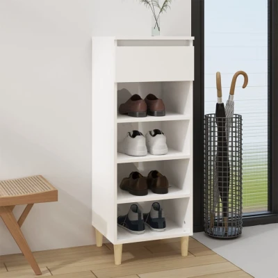 Afbeelding van Schoenenkast 40x36x105 cm bewerkt hout hoogglans wit