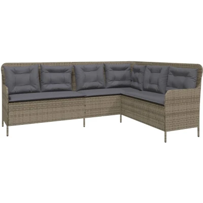 Afbeelding van vidaXL Tuinbank met kussens L vormig poly rattan grijs
