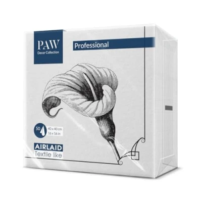 Afbeelding van PAW Serviette de Table Papier Airlaid (40 x 40 cm) I 50 Pièces Pour Funérailles, Repas Condoléances, Enterrement, Adieu Serviettes en Tissu Décoration Fleur Mémoire