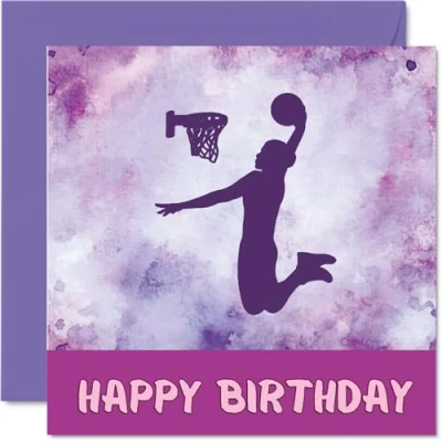 Afbeelding van Sportieve verjaardagskaarten voor vrouwen en meisjes Basketball Girls in Sport Verjaardagskaart vriendin, zus, dochter, nichtje, teamgenoot, 145 mm x