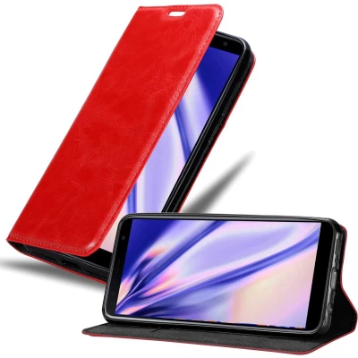 Afbeelding van Cadorabo Hoesje geschikt voor Samsung Galaxy J6 PLUS in APPEL ROOD Beschermhoes met magnetische sluiting, standfunctie en kaartvakje Book Case Cover Etui