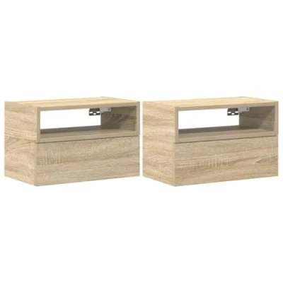 Afbeelding van vidaXL Nachtkastjes 2 st wandgemonteerd 45x26x28,5cm sonoma eikenkleur