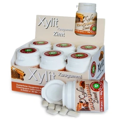 Afbeelding van Xylitquelle® 6 stuks kaneeltandgommen suikervrij met 100% xylitol zonder aspartaam, sorbitol en titaandioxide veganistisch behoud van tandmineralisatie 480