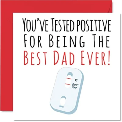 Afbeelding van Grappige verjaardagskaarten voor papa Positive Best Dad Ever verjaardagskaart van zijn zoon en dochter, cadeaus Vaderdag, 145 mm x mm, cadeau