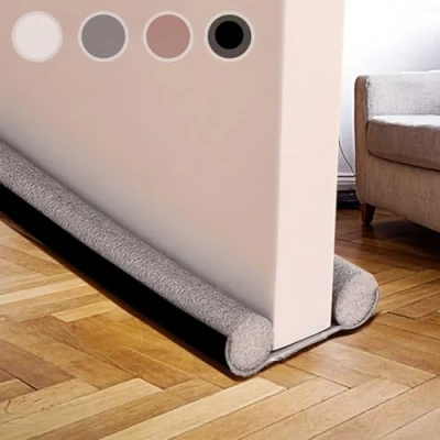 Afbeelding van Tochtstopper, 94 cm, deurafdichting met dubbele afdichting, tochtstopper voor deur, winddichte geluidsblokkering en deurventilatiestok, zwart