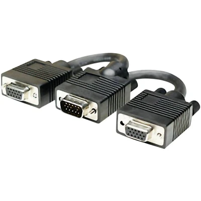 Afbeelding van Manhattan 304559 VGA kabel Y stekker 15 polig, bus polig 0.15 m Zwart Schroefbaar