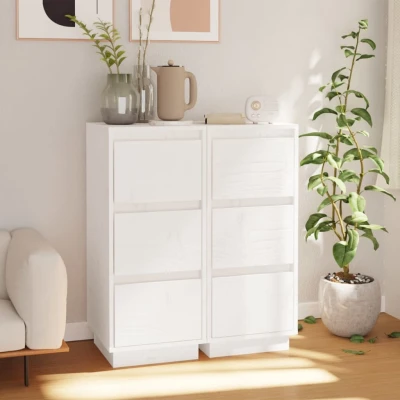 Afbeelding van Dressoirs 2 st 32x34x75 cm massief grenenhout wit
