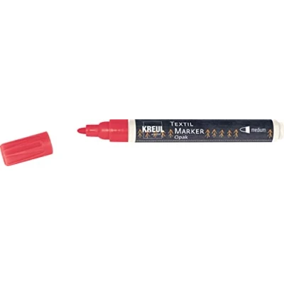 Afbeelding van Kreul 92763 Opak textielmarker medium, rood, met ronde punt, lijndikte ca. 2 4 mm, dekstift voor het maken van lichte en donkere stoffen, wasbaar na bevestiging