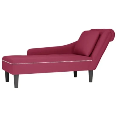 Afbeelding van vidaXL Chaise longue met kussen en rechterarmleuning fluweel wijnrood