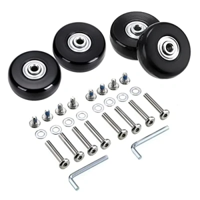 Afbeelding van SUMNACON 4 stuks draaibare rubberen reservewielen voor koffer, 50 x 18 mm, zwart