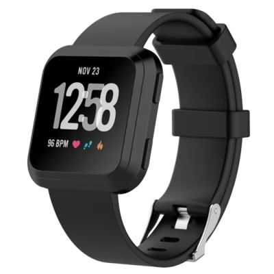 Afbeelding van Fitbit Versa 1 / 2 &amp; Lite rubberen sport bandje Zwart