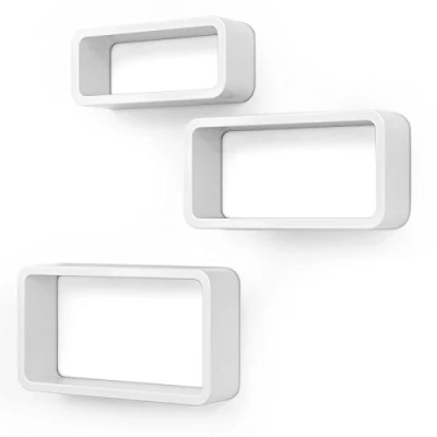 Image de SONGMICS LWS97W Lot de 3 étagères murales flottantes pour murs Charge maximale 15 kg Largeur 44 cm, 39 34 cm Blanc