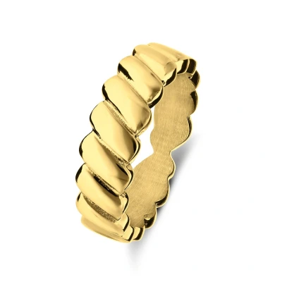 Afbeelding van Lucardi Dames Stalen goldplated Ring ribbels Staal Goudkleurig 20 / 63 mm