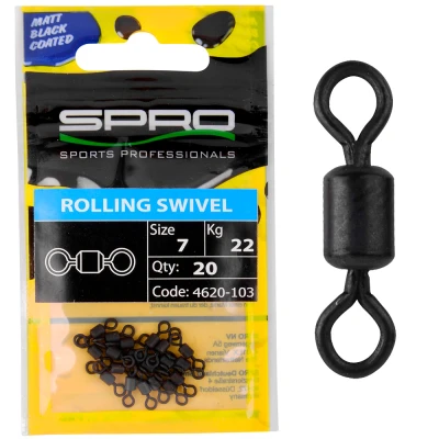 Afbeelding van Spro Matte Black Rolling Swivel (20 pcs) Maat : Size 6 30kg