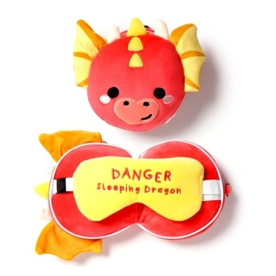Afbeelding van Relaxeazzz Adoramagics Dragon Plush Travel Pillow &amp; Eye Mask Nekkussen Reizen