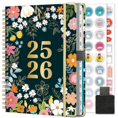 Afbeelding van NEYSA Agenda 2025 2026, weekplanner, spiraal, juli juni 2026 (12 maanden), A5, schoolagenda met planstickers, penlus, tas (N72, roze)