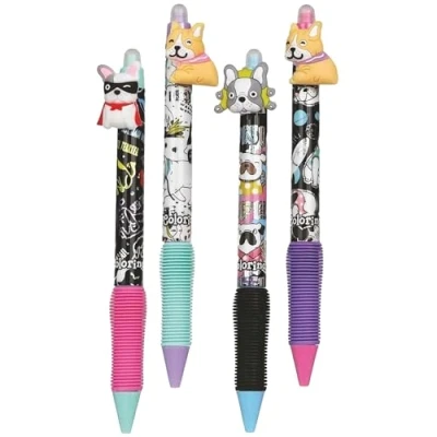 Afbeelding van Hondenpen met gum, gel, automatisch, BLAUWE INKT, uitwisbaar, 0,5 mm