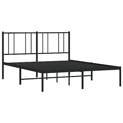 Afbeelding van Bedframe met hoofdbord metaal zwart 120x190 cm