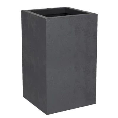 Afbeelding van EDA Vierkante pot Basalt&#039;Up 36 L Imitatie Beton Decor Enkelwandig Wateropslagzone 29,5 x H 49,5 cm Antracietgrijs