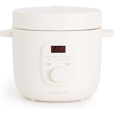 Afbeelding van CREATE Elektrische rijstkoker 2 L met stoommandje uitneembare binnenkant houdt warm Getbroken wit 400W RICE COOKER STUDIO