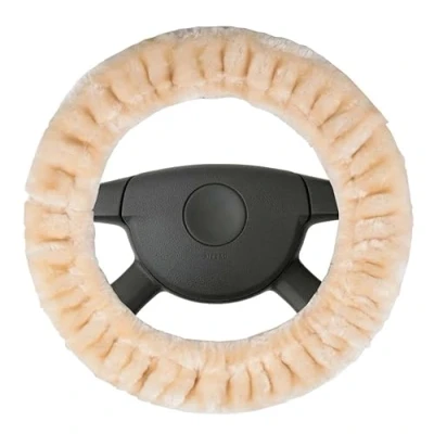 Afbeelding van Stuurwielhoes Teddy Plush, vegan Nep Bont, Plush Stuurwielhoes, in Bont Optiek beige 20098