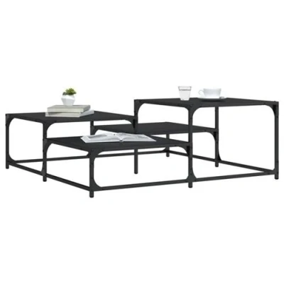 Afbeelding van Salontafel 107x107x40 cm bewerkt hout zwart
