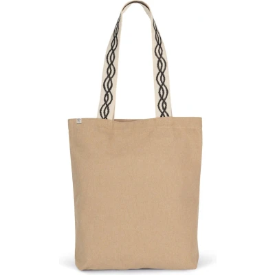 Afbeelding van Kimood Gerecyclede shopper met platte bodem KINS116 Hemp / Curve Black