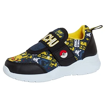 Afbeelding van Pokémon Pikachu Sneakers voor jongens en kinderen, eenvoudig te bevestigen sportschoenen, looppumps, sneakers, zwart.