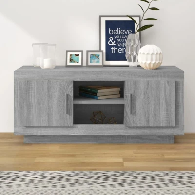 Afbeelding van Tv meubel 102x35x45 cm bewerkt hout grijs sonoma eikenkleurig