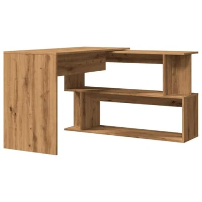 Afbeelding van vidaXL Hoekbureau 200,5x50x76 cm bewerkt hout artisanaal eikenkleur