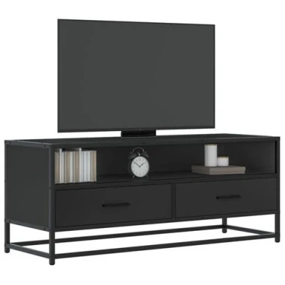 Afbeelding van vidaXL Tv meubel 100x34,5x40 cm bewerkt hout en metaal zwart