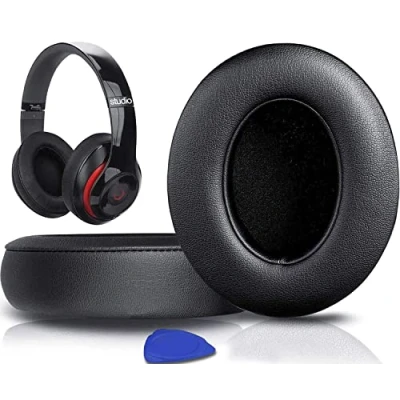 Afbeelding van SoloWIT® Oorkussens Vervanging voor Beats Studio 3 &amp; 2 Draadloze Bedrade Over ear Koptelefoon met Zacht Eiwit Leer/Sterke Plakband