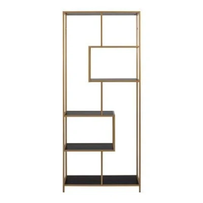 Afbeelding van Rek Dover 77 cm 4 legplanken goud/zwart