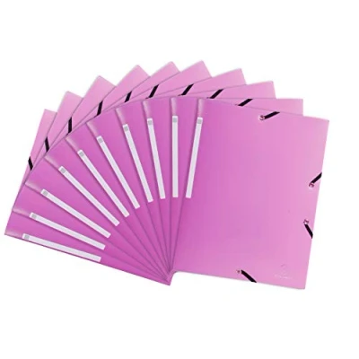Afbeelding van Exacompta 55820E 10 stuks PP vouwmappen met 3 elastische kleppen, ondoorzichtig, ideaal voor uw A4 documenten, roze