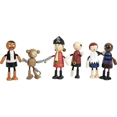 Afbeelding van Small Foot Houten Poppetjes Piraat Buigbaar, 6st.