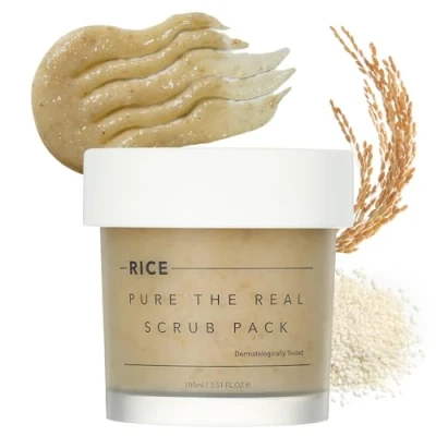 Afbeelding van THANKYOU FARMER Rice Pure The Real Scrub Pack 100 ml verwarmde gezichtsscrub met Koreaanse rijst, zemelen en meel