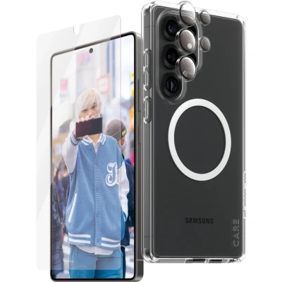 Afbeelding van PanzerGlass CARE Flagship 3 in 1 Set (hoesje + beschermglas) Samsung Galaxy S25 Ultra Transparant Inductieve lading, Stootbestendig