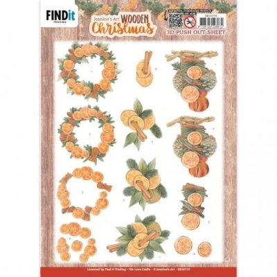 Afbeelding van 3D Push Out Jeanine&#039;s Art Wooden Christmas Orange Fruit
