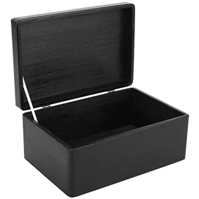 Afbeelding van Creative Deco Zwart Grote Houten Doos Opbergdoos 30 x 20 14 cm met Deksel Documenten, Kostbaarheden, Speelgoed en Gereedschap