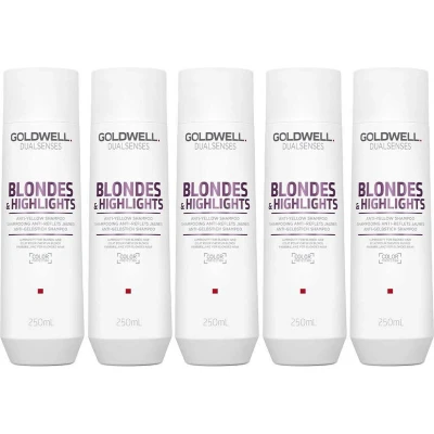 Afbeelding van 5x Goldwell Dualsenses Blondes &amp; Highlights Anti Yellow Shampoo 250ml bundel/set/pakket