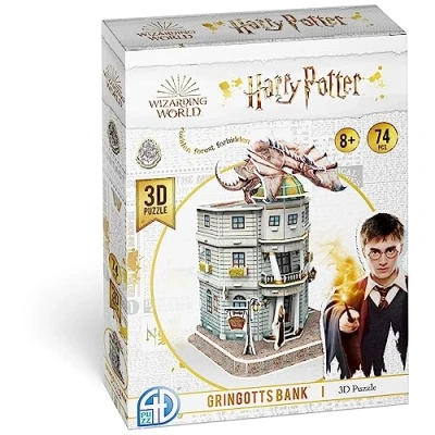 Afbeelding van Asmodee CubicFun, Harry Potter, bank van Gringotts, bouwset, 3D puzzel, 74 stukjes, vanaf 8 jaar, 60 minuten HPP51070